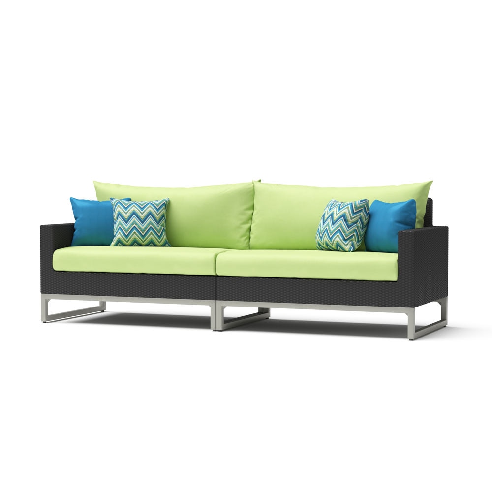 MiloÃ¢Â„Â¢ Espresso 96in Sunbrella Outdoor Sofa - Ginkgo Green