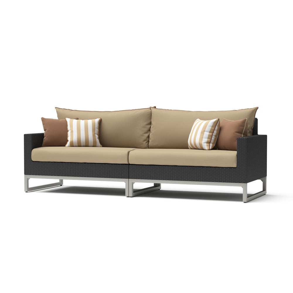 MiloÃ¢Â„Â¢ Espresso 96in Sunbrella Outdoor Sofa - Maxim Beige