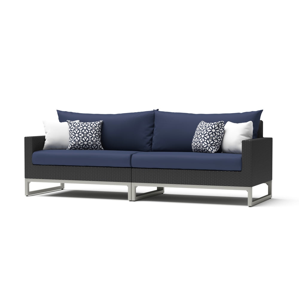 MiloÃ¢Â„Â¢ Espresso 96in Sunbrella Outdoor Sofa - Navy Blue