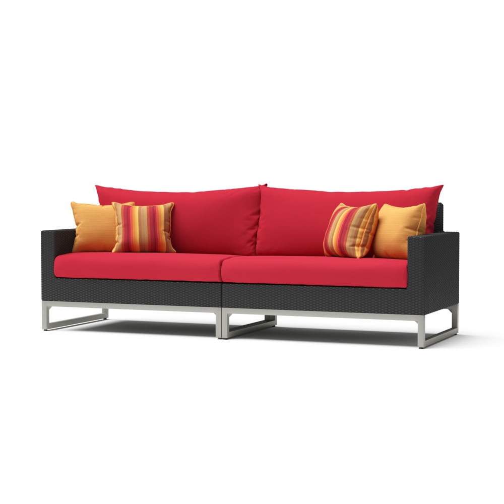 MiloÃ¢Â„Â¢ Espresso 96in Sunbrella Outdoor Sofa - Sunset Red