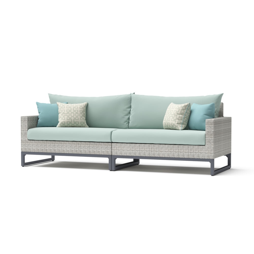 MiloÃ¢Â„Â¢ Gray 96in Sunbrella Outdoor Sofa - Spa Blue