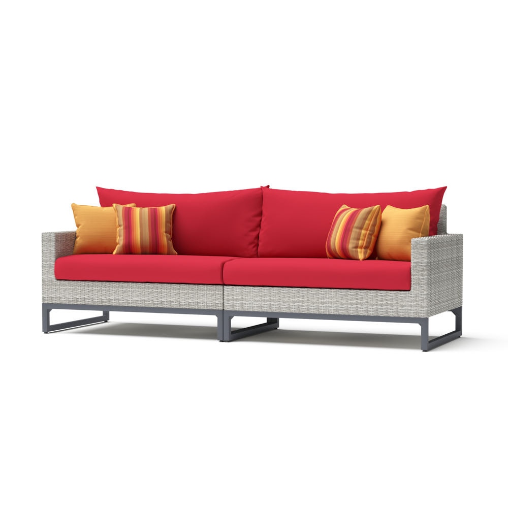 MiloÃ¢Â„Â¢ Gray 96in Sunbrella Outdoor Sofa - Sunset Red