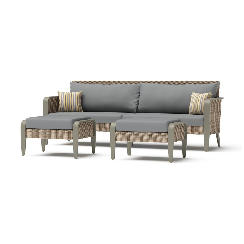 GrantinaÃ¢Â„Â¢ 88in SunbrellaÃ‚Â® Outdoor Sofa & Ottomans - Charcoal Gray