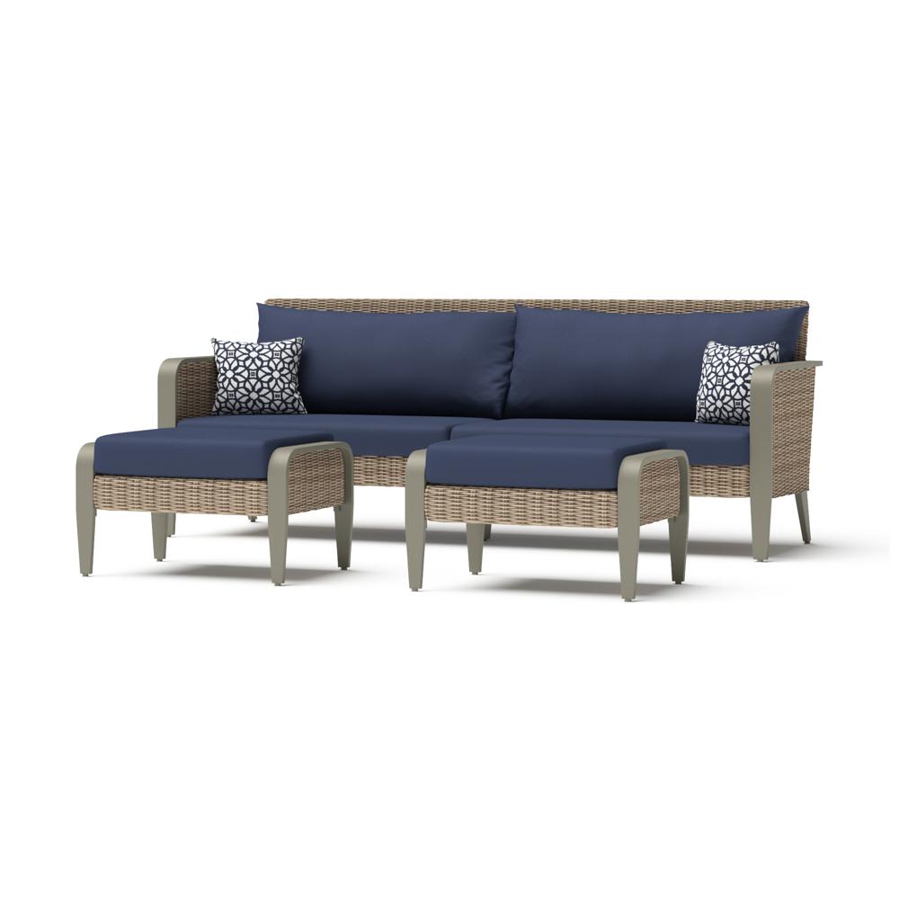 GrantinaÃ¢Â„Â¢ 88in SunbrellaÃ‚Â® Outdoor Sofa & Ottomans - Navy Blue