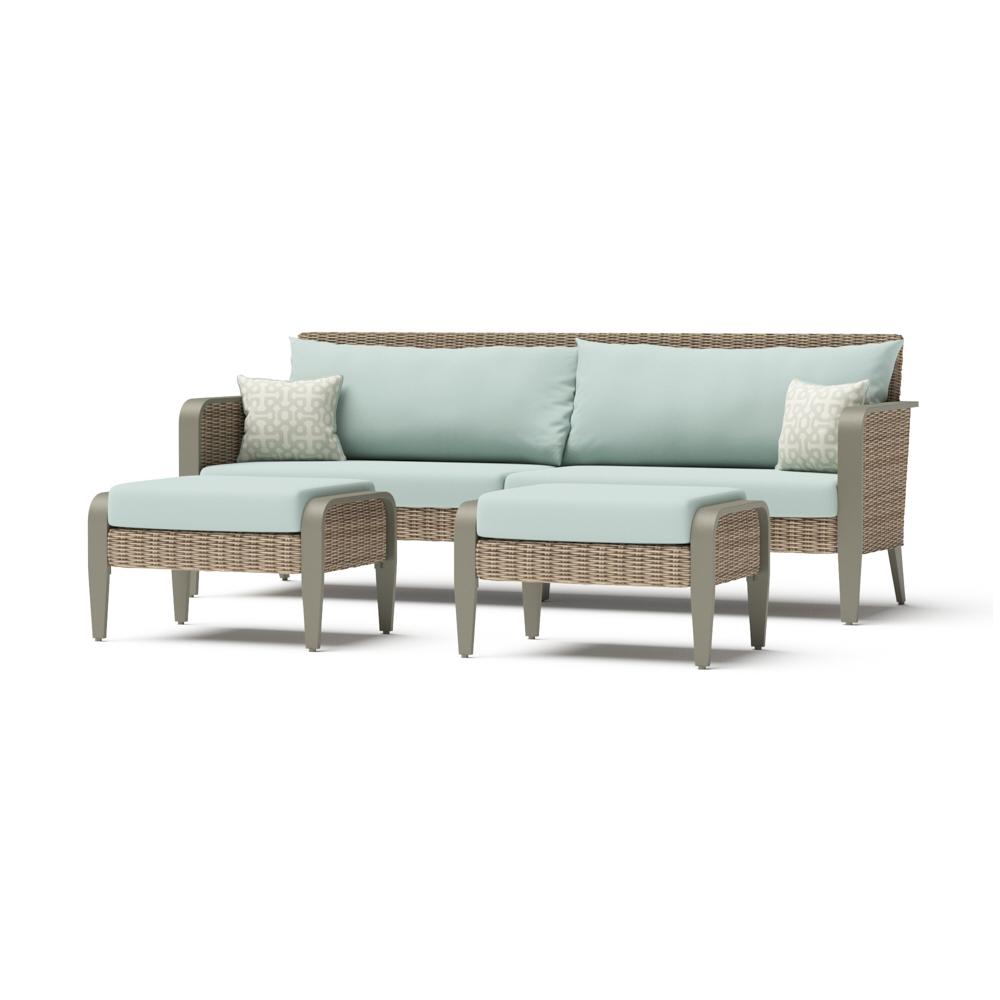 GrantinaÃ¢Â„Â¢ 88in Sofa and Ottomans - Spa Blue