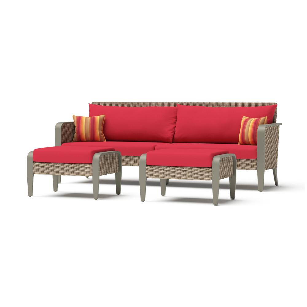 GrantinaÃ¢Â„Â¢ 88in Sofa and Ottomans - Sunset Red