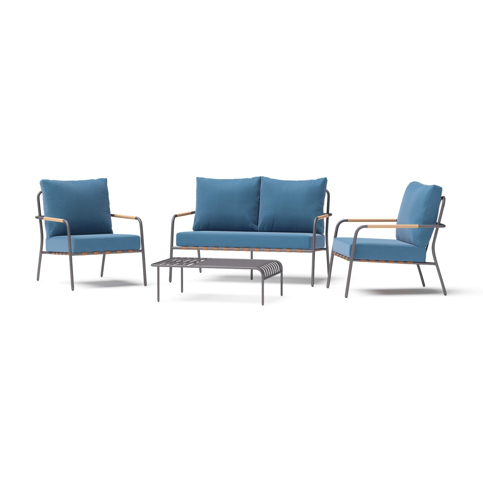 Lunen 4 Piece Seating Set - Blue