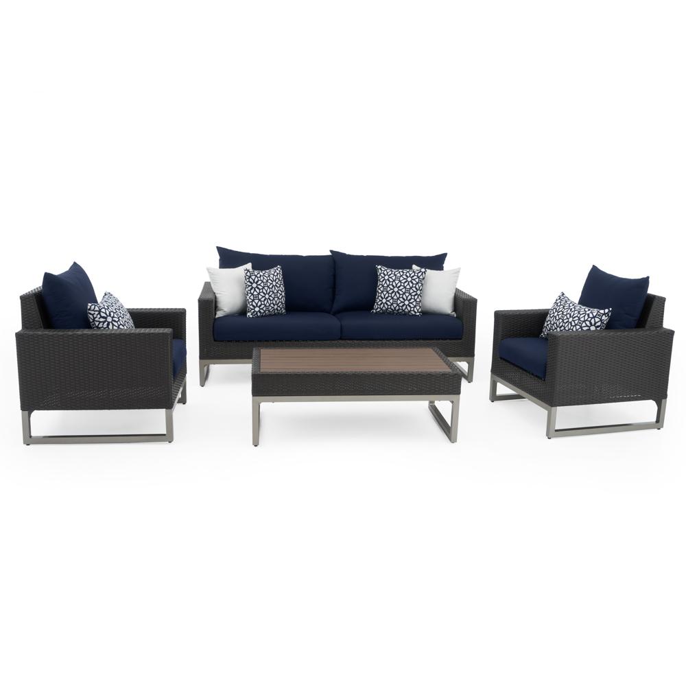 MiloÃ¢Â„Â¢ Espresso 4 Piece SunbrellaÃ‚Â® Outdoor Seating Set - Navy Blue