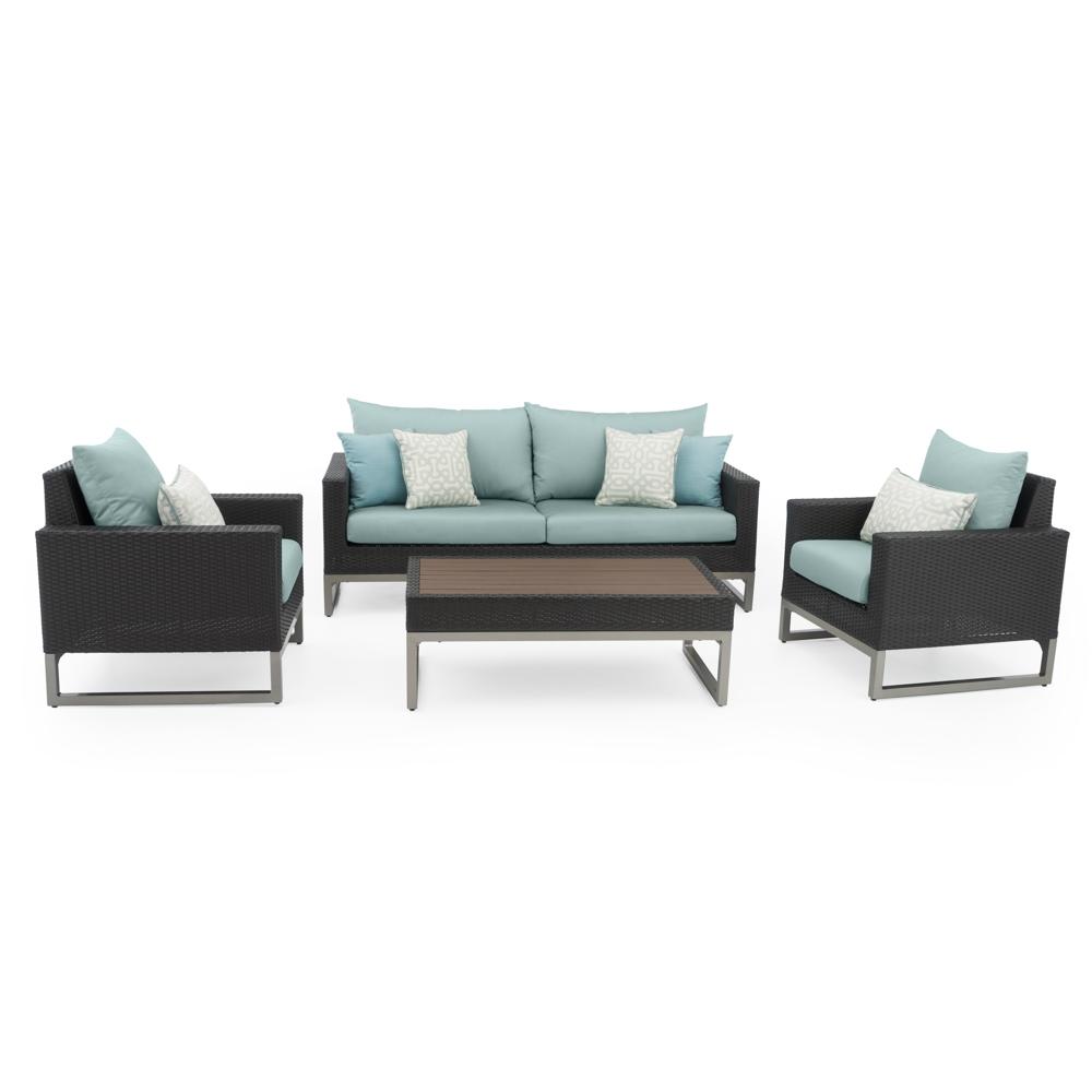 MiloÃ¢Â„Â¢ Espresso 4 Piece Seating Set - Spa Blue