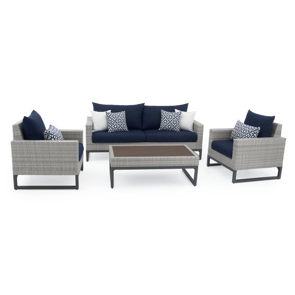 MiloÃ¢Â„Â¢ Gray 4 Piece SunbrellaÃ‚Â® Outdoor Seating Set - Navy Blue