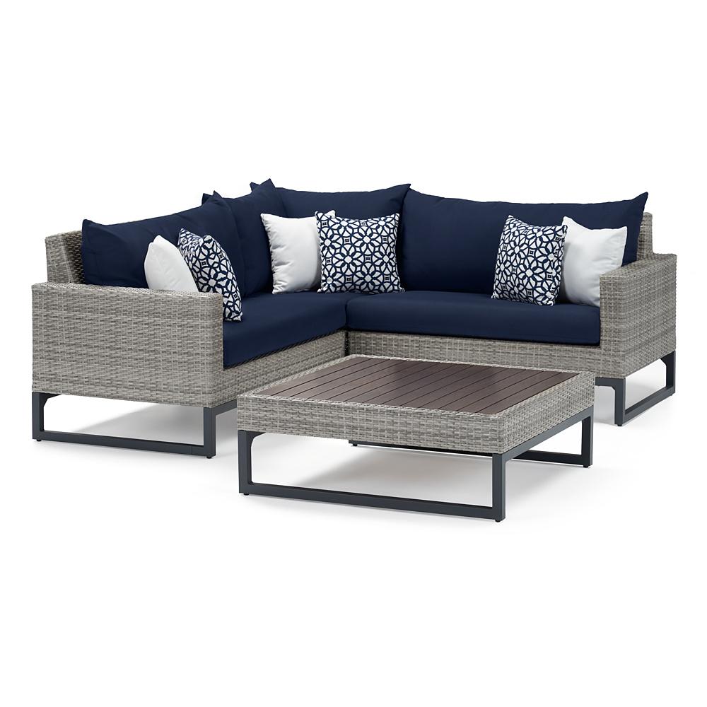 Milo™ Gray 4 Piece Sectional - Navy Blue