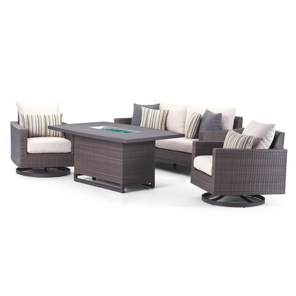 MileaÃ¢Â„Â¢ 4 Piece SunbrellaÃ‚Â® Outdoor Motion Fire Seating Set - Natural Beige