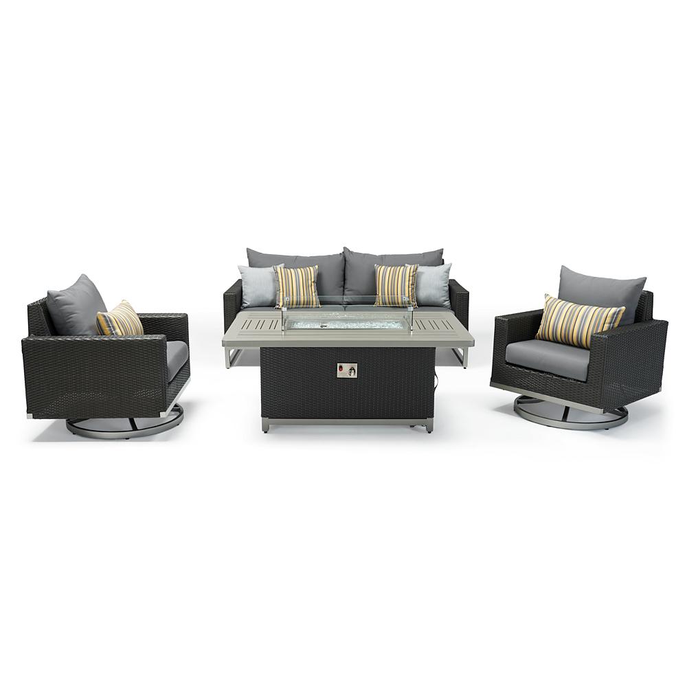 MiloÃ¢Â„Â¢ Espresso 4 Piece SunbrellaÃ‚Â® Outdoor Motion Fire Set - Charcoal Gray