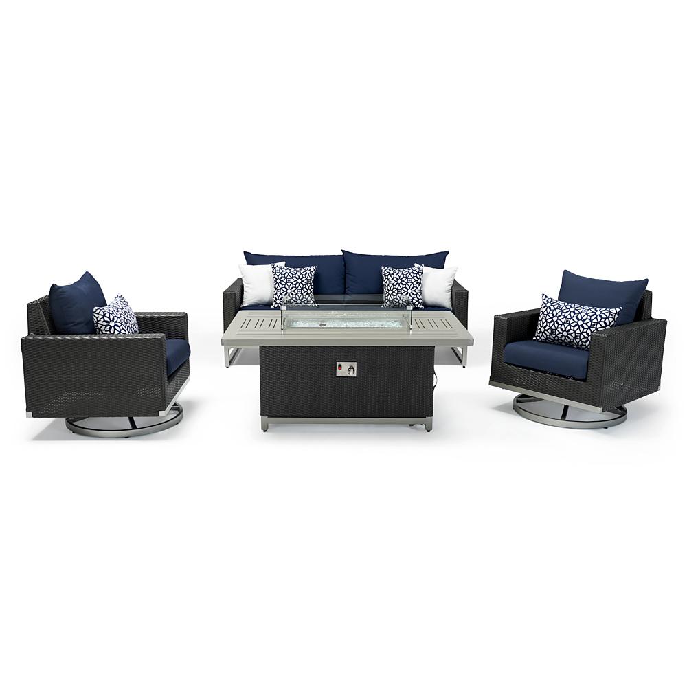 MiloÃ¢Â„Â¢ Espresso 4 Piece SunbrellaÃ‚Â® Outdoor Motion Fire Set - Navy Blue