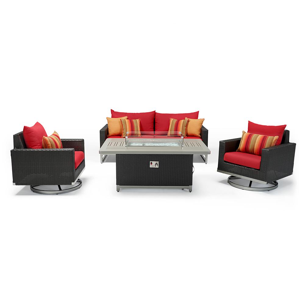 MiloÃ¢Â„Â¢ Espresso 4 Piece SunbrellaÃ‚Â® Outdoor Motion Fire Set - Sunset Red