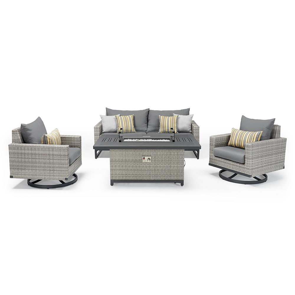 Milo™ Gray 4 Piece Sunbrella® Outdoor Motion Fire Set - Charcoal Gray