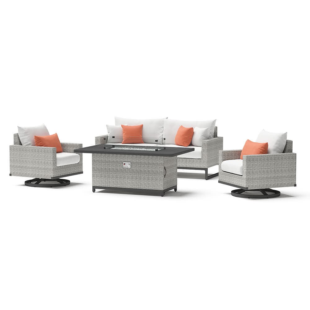 Milo™ Gray 4 Piece Sunbrella® Outdoor Motion Fire Set - Cast Coral