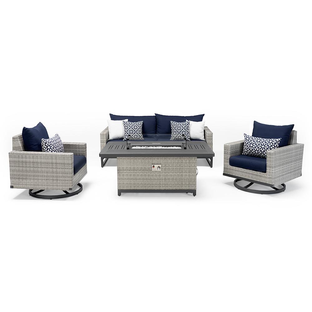 Milo™ Gray 4 Piece Sunbrella® Outdoor Motion Fire Set - Navy Blue