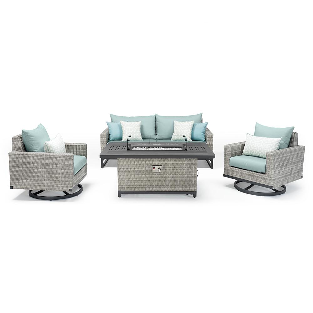 Milo™ Gray 4 Piece Sunbrella® Outdoor Motion Fire Set - Spa Blue