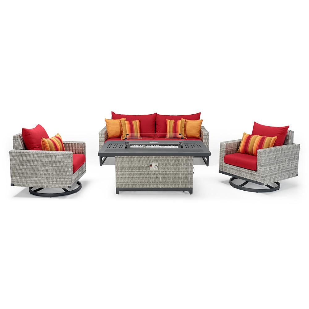 Milo™ Gray 4 Piece Motion Fire Set - Sunset Red