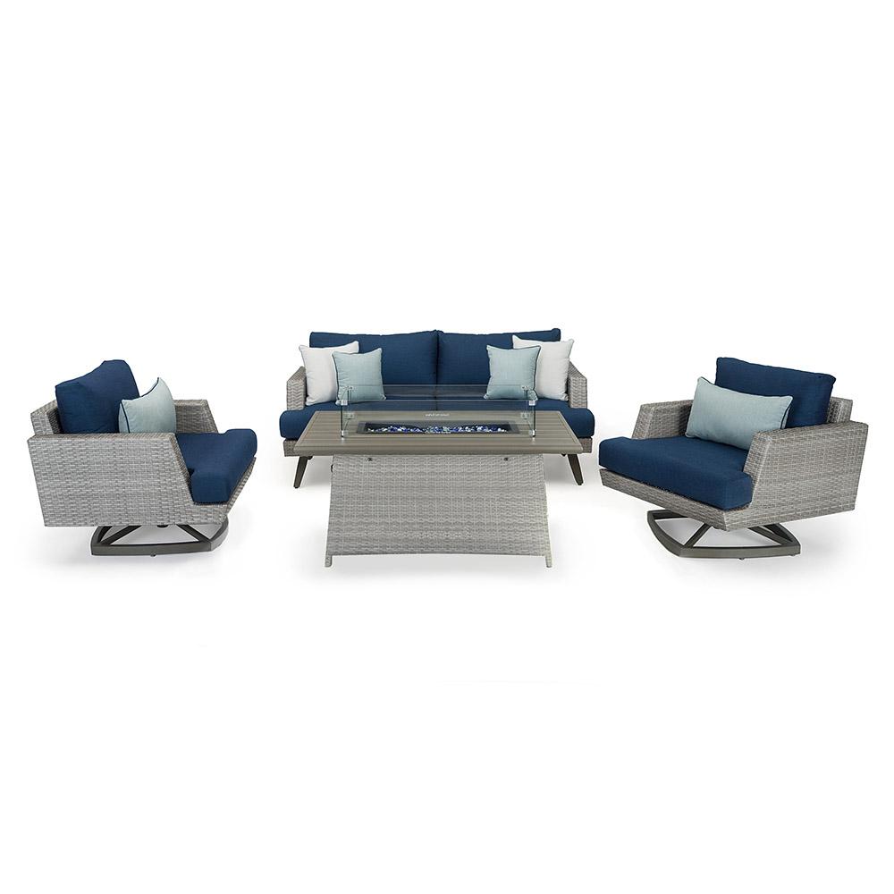 PortofinoÃ‚Â® Casual 4 Piece SunbrellaÃ‚Â® Outdoor Motion Fire Seating Set - Laguna Blue