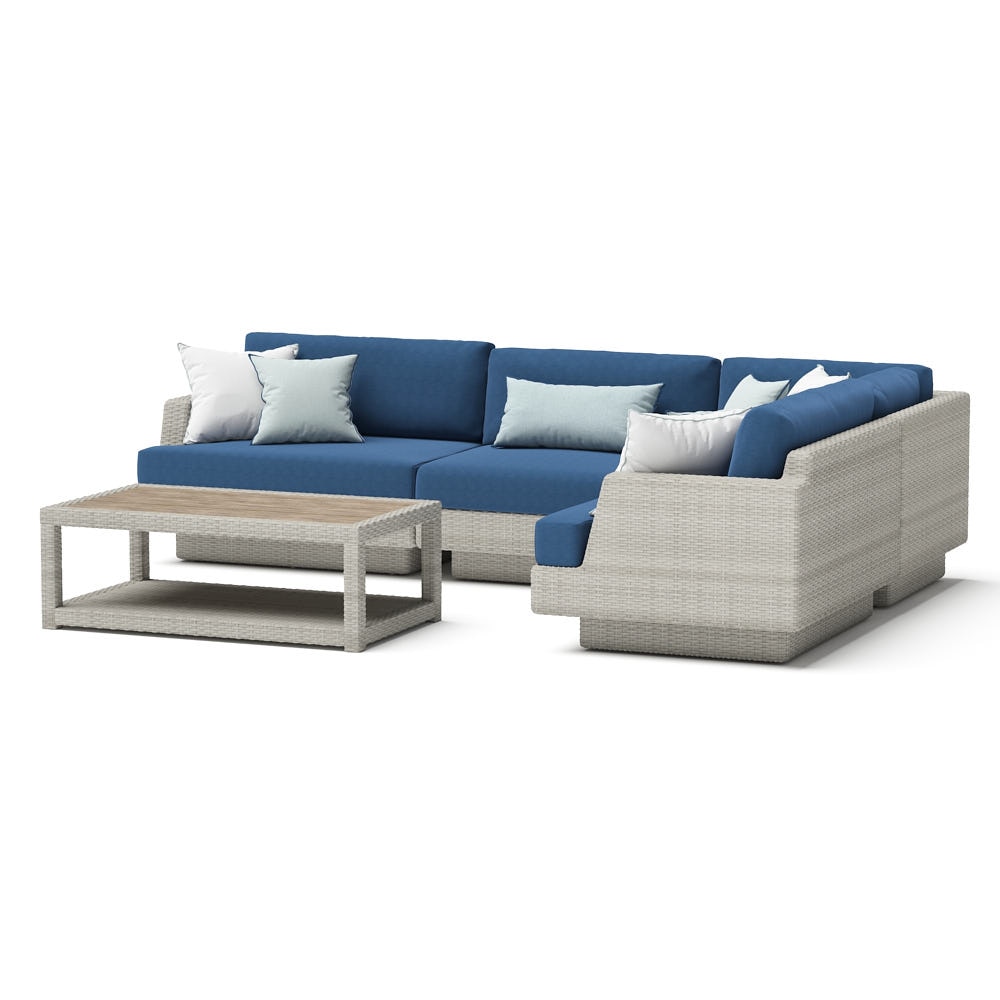 Portofino Comfort 5 Piece SunbrellaÃ‚Â® Outdoor Sectional Seating Set - Laguna Blue