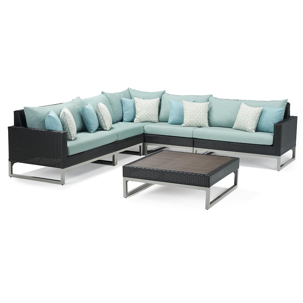 Milo™ Espresso 6 Piece Sectional - Spa Blue