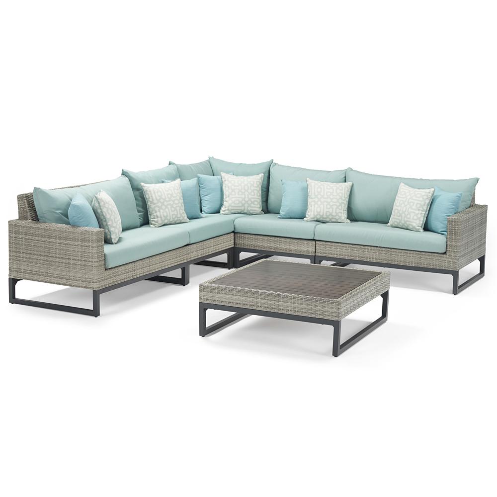 Milo™ Gray 6 Piece Sectional - Spa Blue