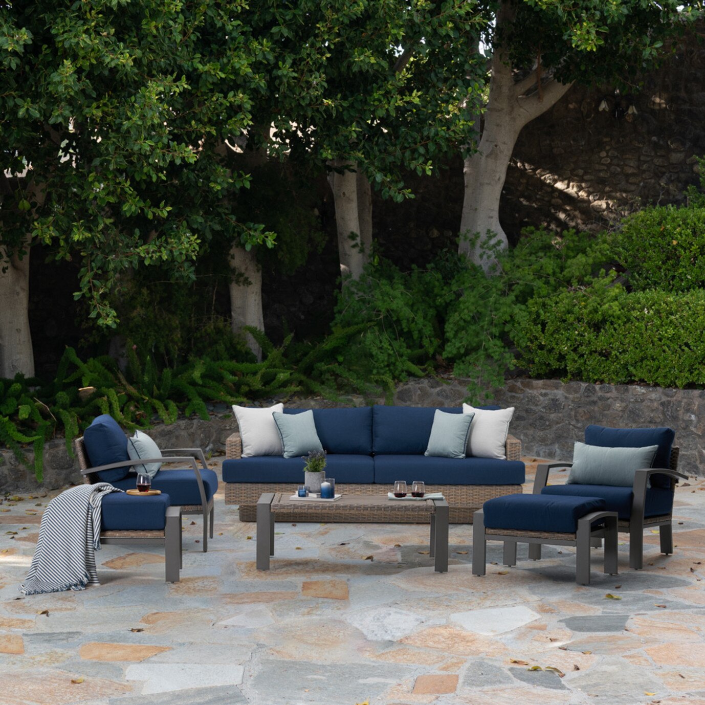 Portofino Repose 6pc Seating Set - Laguna Blue 