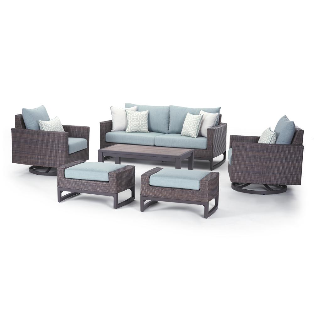 MileaÃ¢Â„Â¢ 6 Piece SunbrellaÃ‚Â® Outdoor Motion Seating Set - Mist Blue