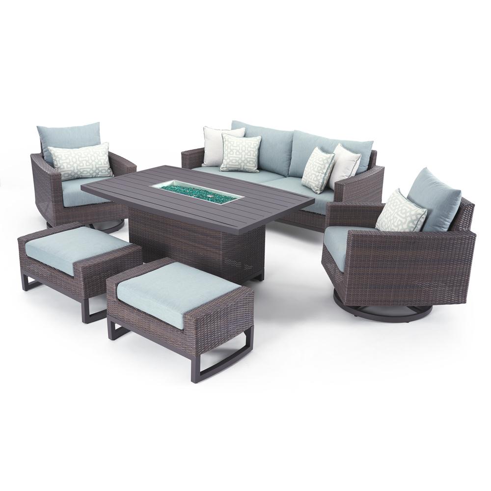 MileaÃ¢Â„Â¢ 6 Piece SunbrellaÃ‚Â® Outdoor Motion Fire Seating Set - Mist Blue