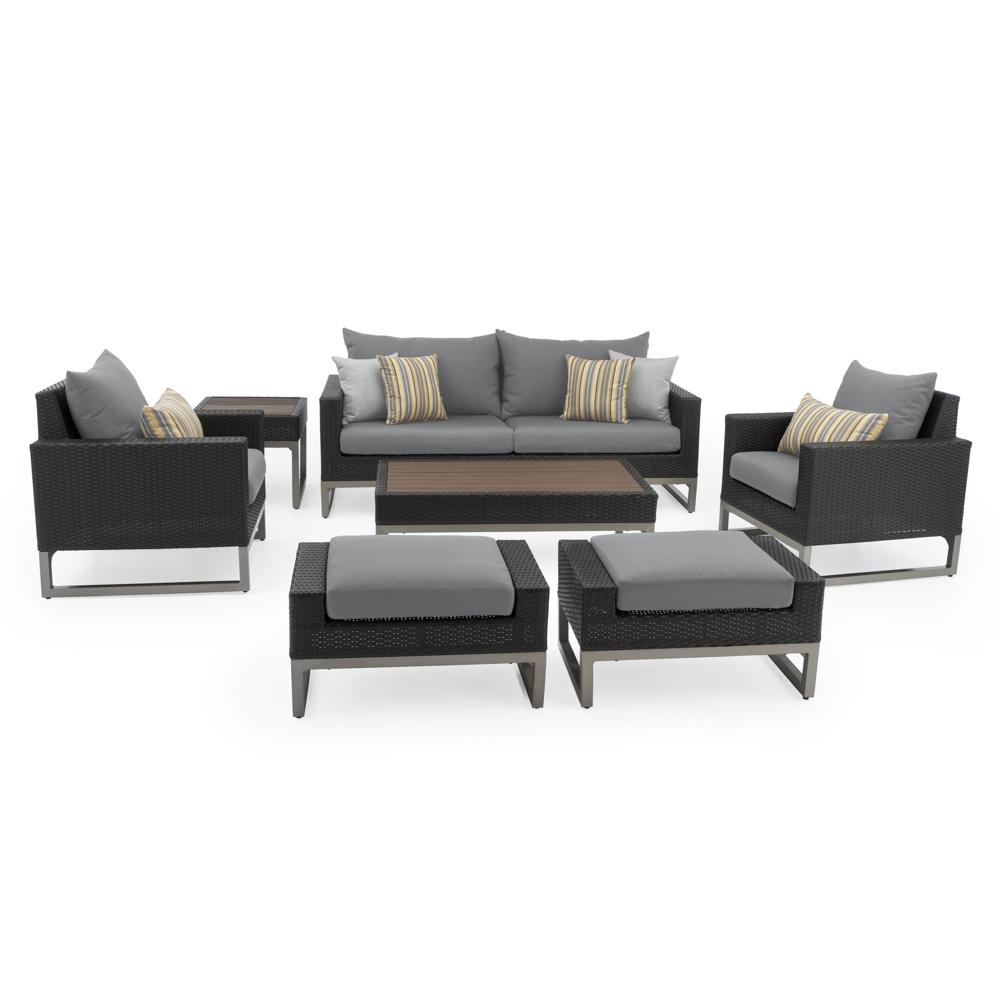 MiloÃ¢Â„Â¢ Espresso 7 Piece SunbrellaÃ‚Â® Outdoor Deep Seating Set - Charcoal Gray