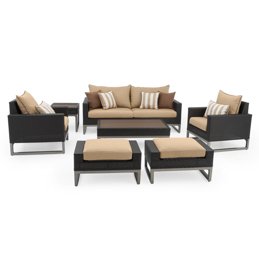 MiloÃ¢Â„Â¢ Espresso 7 Piece SunbrellaÃ‚Â® Outdoor Deep Seating Set - Maxim Beige