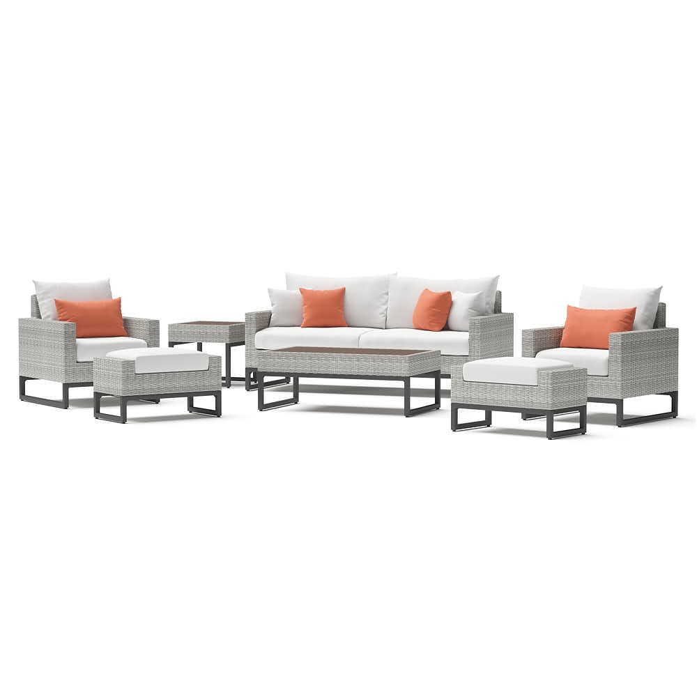 MiloÃ¢Â„Â¢ Gray 7 Piece SunbrellaÃ‚Â® Outdoor Deep Seating Set - Cast Coral