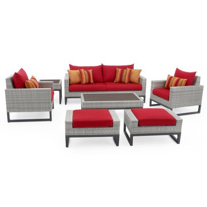 Milo Grey Deep Seating Patio Furniture 7 Piece Patio Set