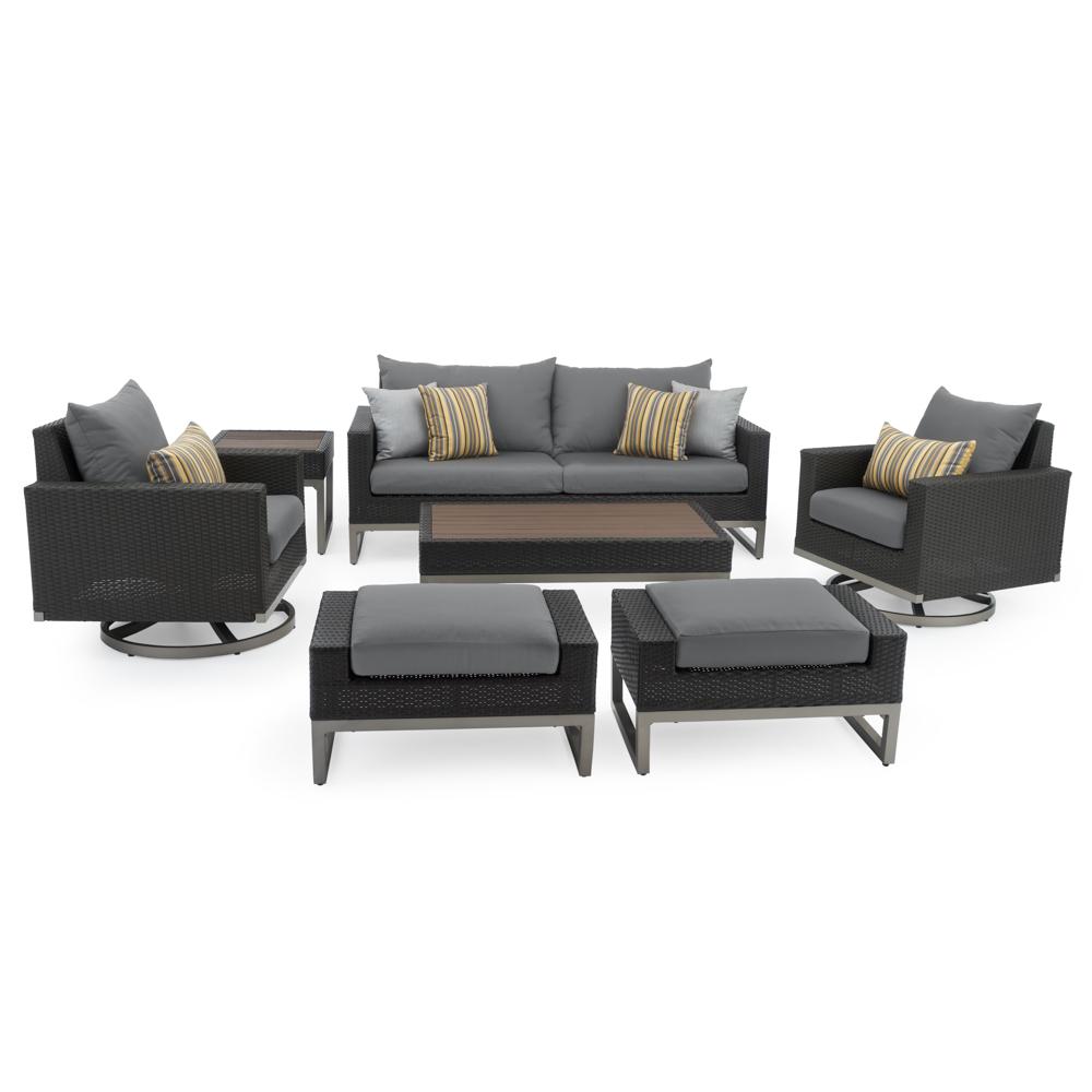 MiloÃ¢Â„Â¢ Espresso 7 Piece SunbrellaÃ‚Â® Outdoor Motion Deep Seating Set - Charcoal Gray