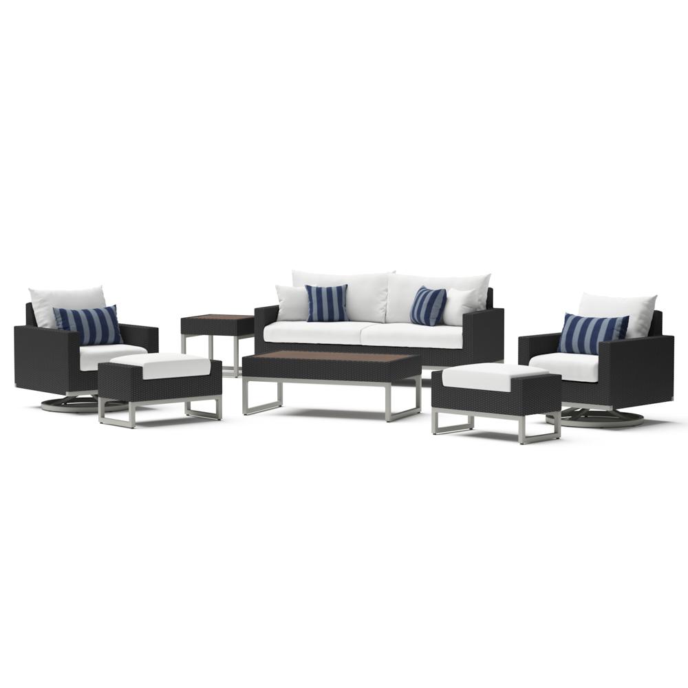 MiloÃ¢Â„Â¢ Espresso 7 Piece SunbrellaÃ‚Â® Outdoor Motion Deep Seating Set - Centered Ink