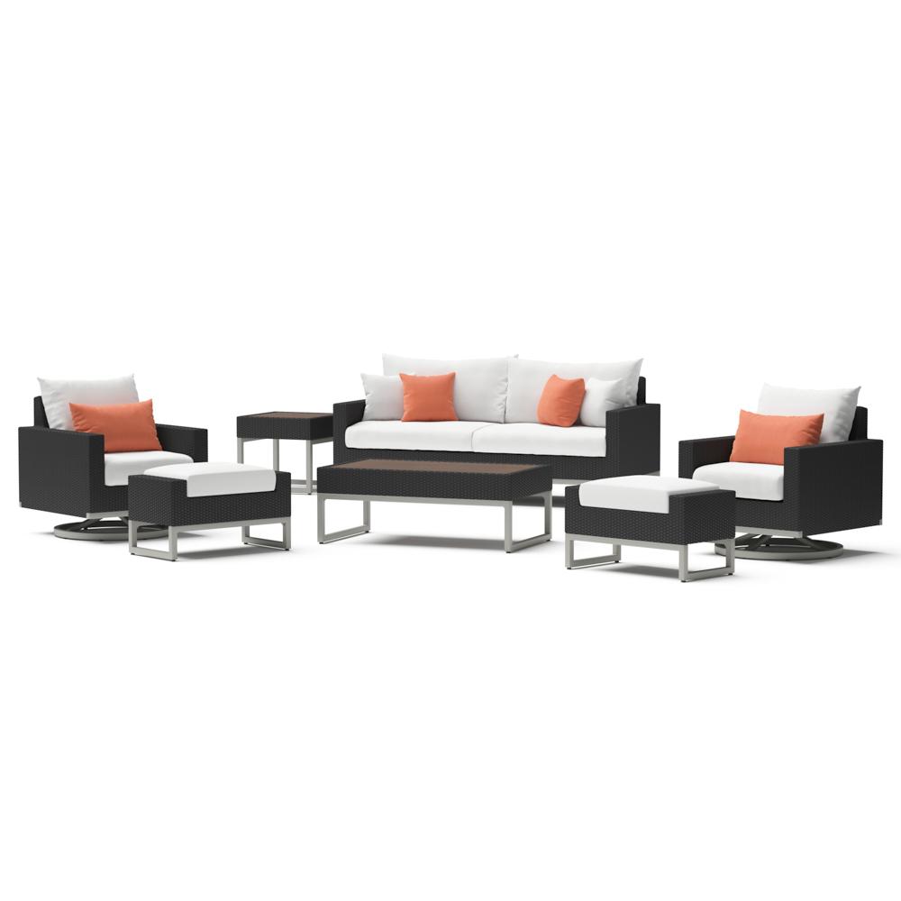 MiloÃ¢Â„Â¢ Espresso 7 Piece SunbrellaÃ‚Â® Outdoor Motion Deep Seating Set - Cast Coral