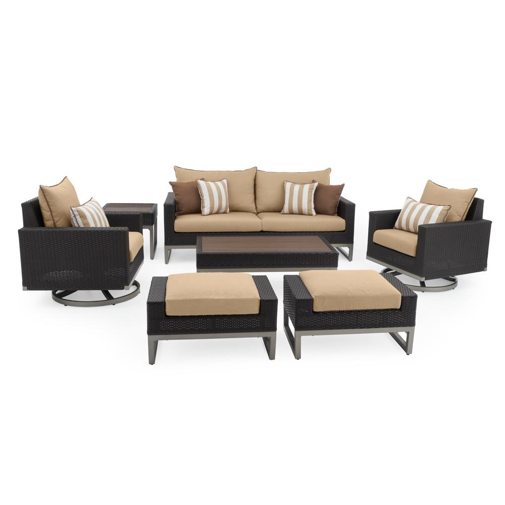 MiloÃ¢Â„Â¢ Espresso 7 Piece SunbrellaÃ‚Â® Outdoor Motion Deep Seating Set - Maxim Beige