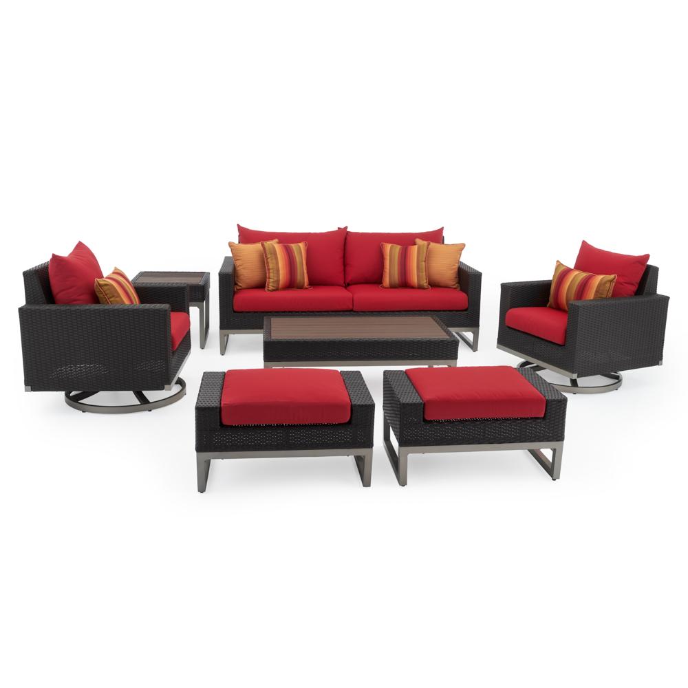 Milo Espresso Red Motion Deep Seating Set 7 Piece Set