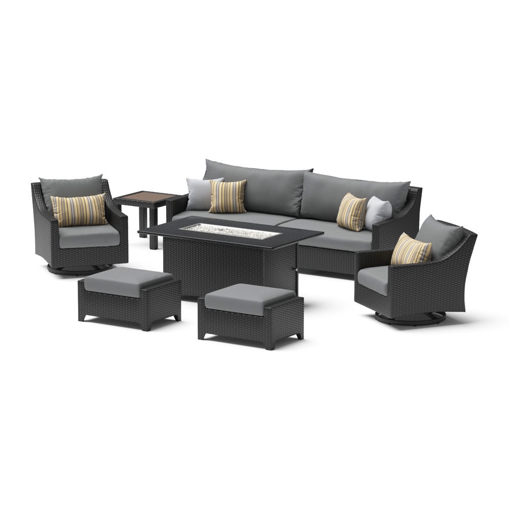 Deco 8 Piece Sunbrella Outdoor Motion Fire Set - Charcoal Gray