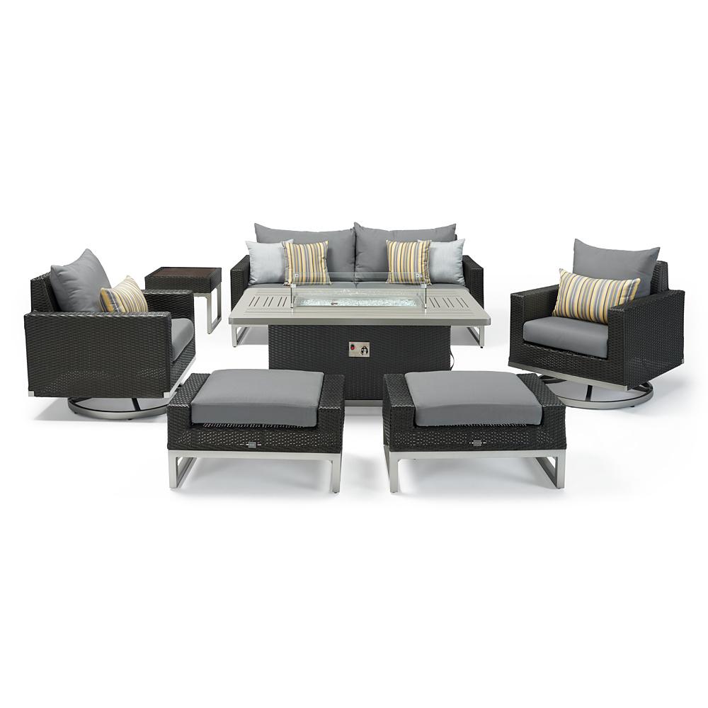 MiloÃ¢Â„Â¢ Espresso 7 Piece SunbrellaÃ‚Â® Outdoor Motion Fire Set - Charcoal Gray