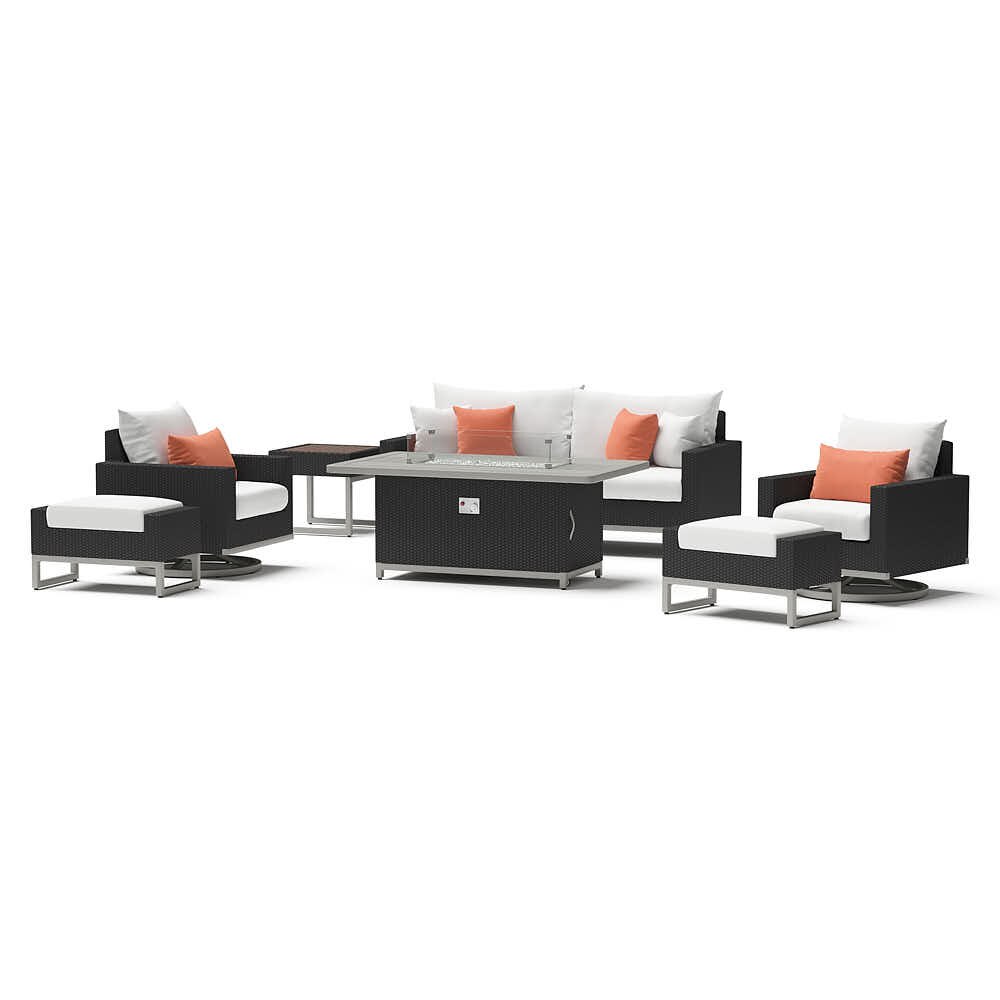 MiloÃ¢Â„Â¢ Espresso 7 Piece SunbrellaÃ‚Â® Outdoor Motion Fire Set - Cast Coral