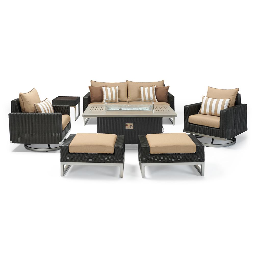 MiloÃ¢Â„Â¢ Espresso 7 Piece SunbrellaÃ‚Â® Outdoor Motion Fire Set - Maxim Beige