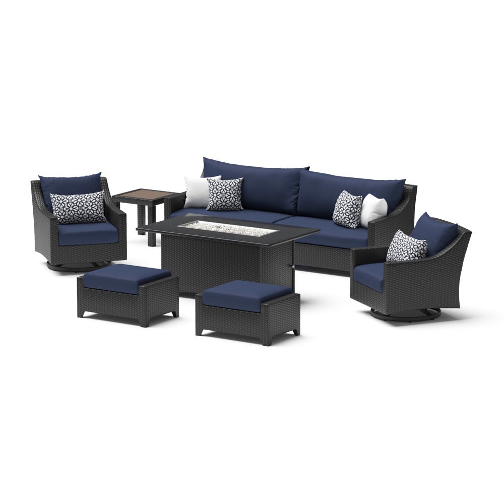 Deco 8 Piece Sunbrella Outdoor Motion Fire Set - Navy Blue