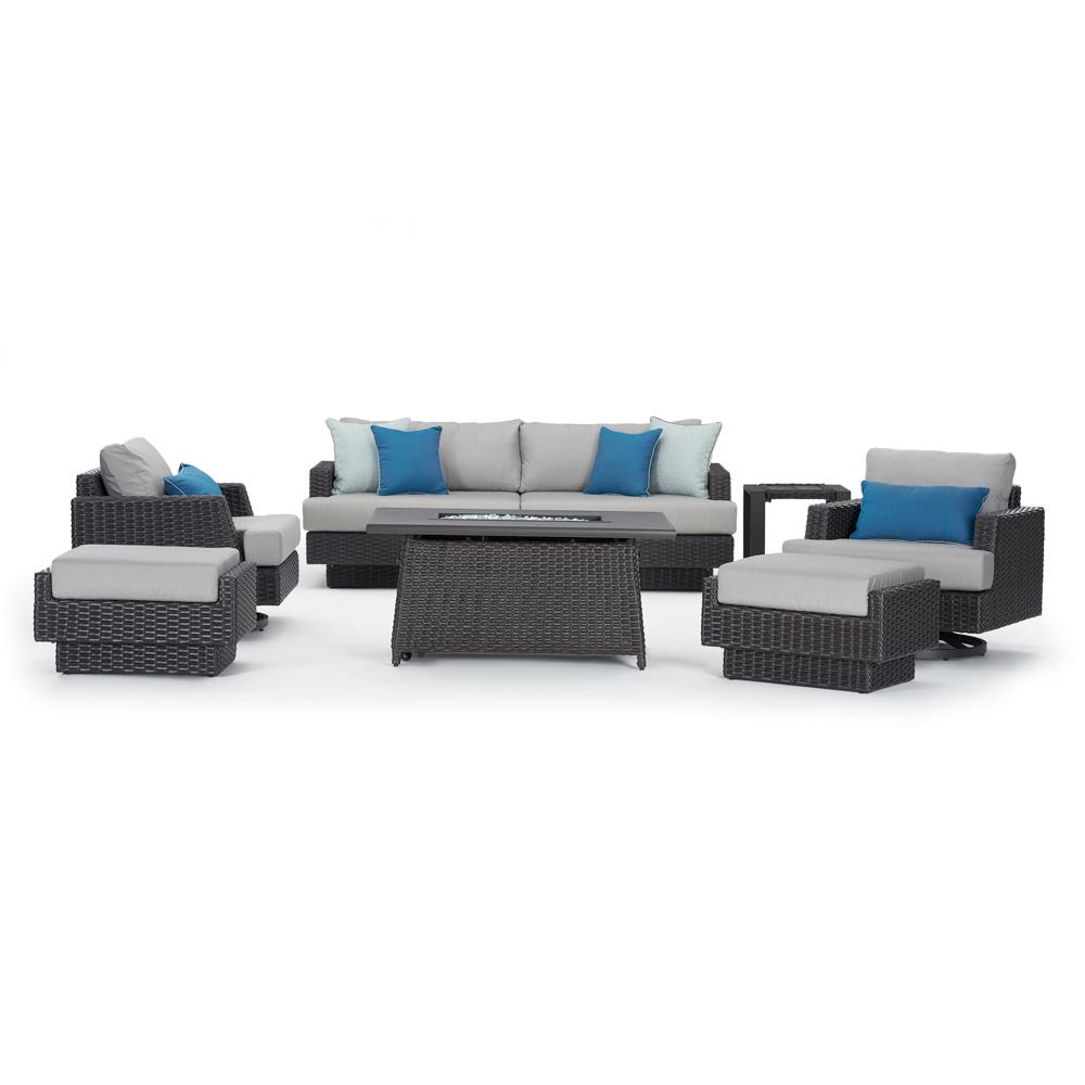 PortofinoÃ‚Â® Repose 7 Piece SunbrellaÃ‚Â® Outdoor Motion Fire Seating Set - Dove