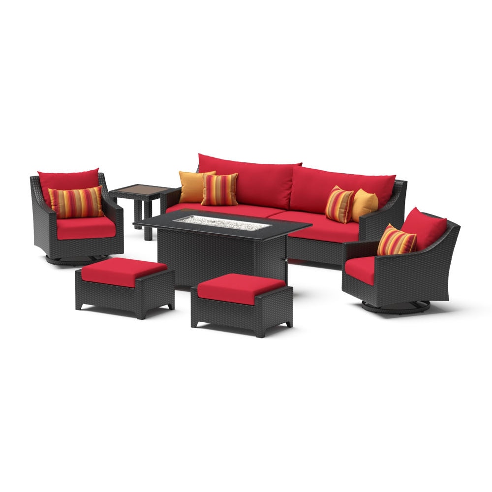 Deco 8 Piece Sunbrella Outdoor Motion Fire Set - Sunset Red