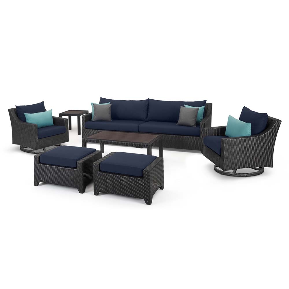 DecoÃ¢Â„Â¢ 8 Piece Polyester Outdoor Sofa & Motion Club Chair Set - Blue