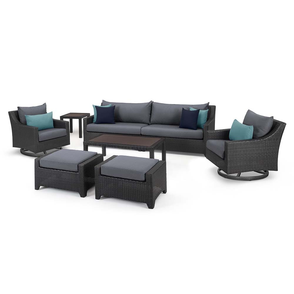 DecoÃ¢Â„Â¢ 8 Piece Polyester Outdoor Sofa & Motion Club Chair Set - Gray