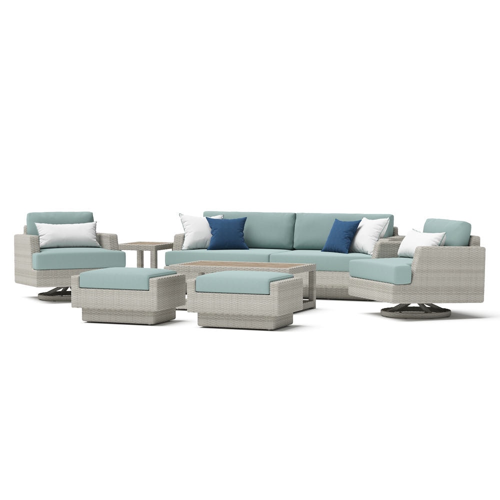 PortofinoÃ‚Â® Comfort 7 Piece SunbrellaÃ‚Â® Outdoor Motion Seating Set - Spa Blue